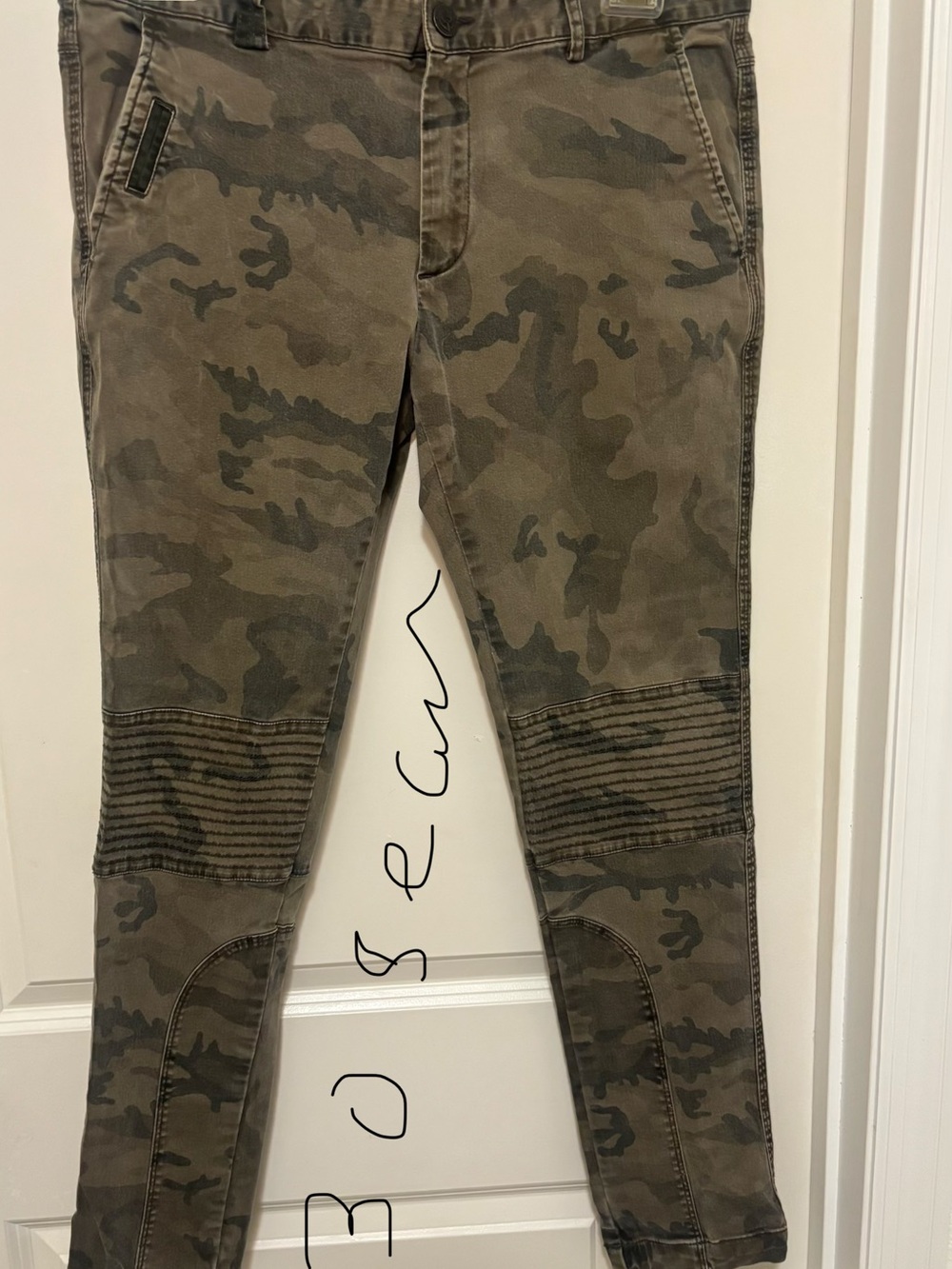 Zara Camo Moto Skinny Pants - Olive Green